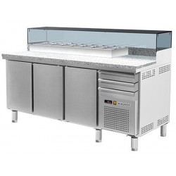 Refrigerated counter for pizza with refrigerated tray container display GMM-210 HC