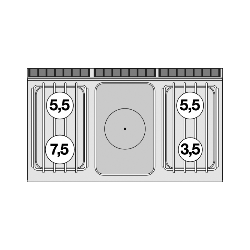 Placa radiante a gás com 4 queimadores Lotus TPF4-712GPV / TPF4-712GP / TPF4-712GPEV / TPFV4-712GPEV / TPF4-712GPE