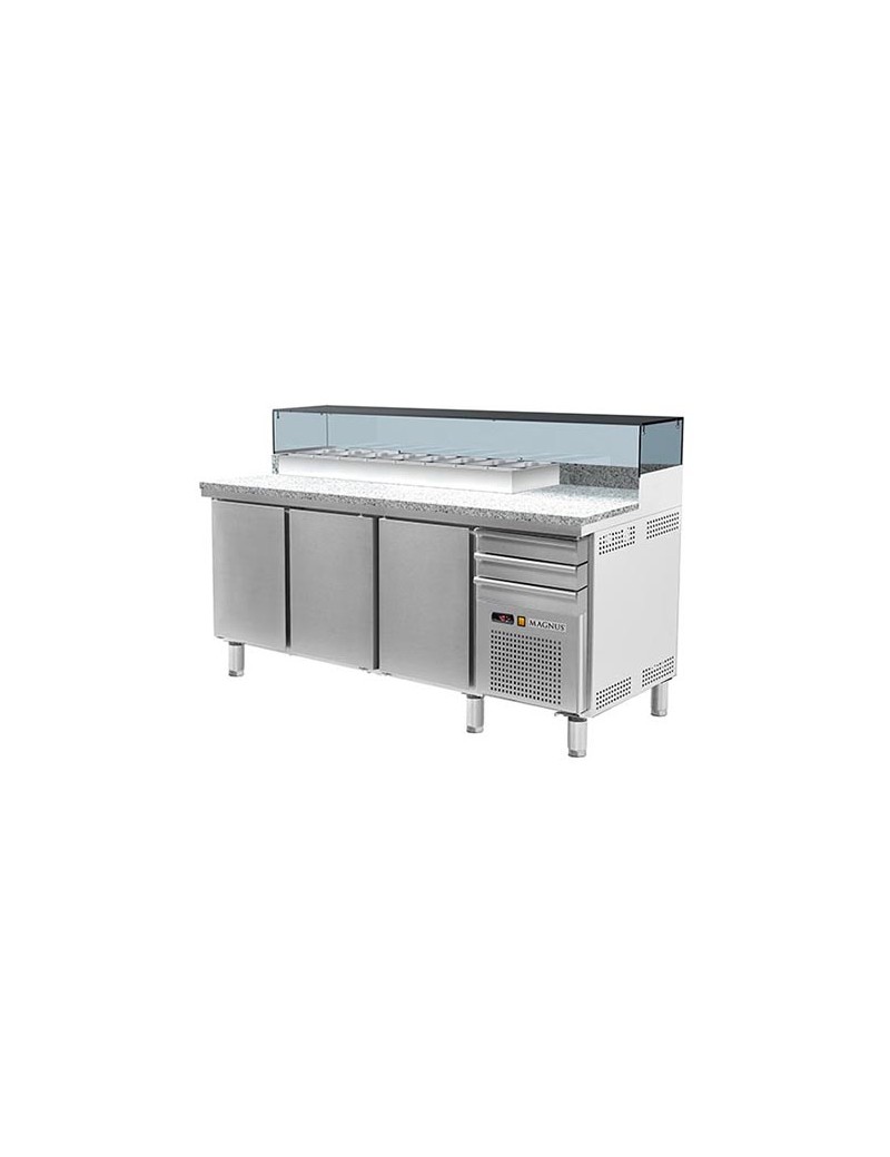 Refrigerated counter for pizza with refrigerated tray container display GMM-210 HC