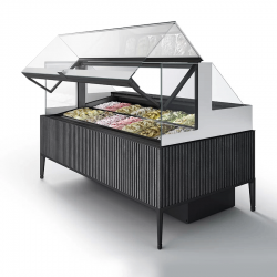Ice cream display case ISA Pentagram Display open
