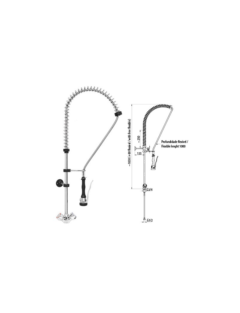 Misturadora de bancada monofuro com duche MB1D-P